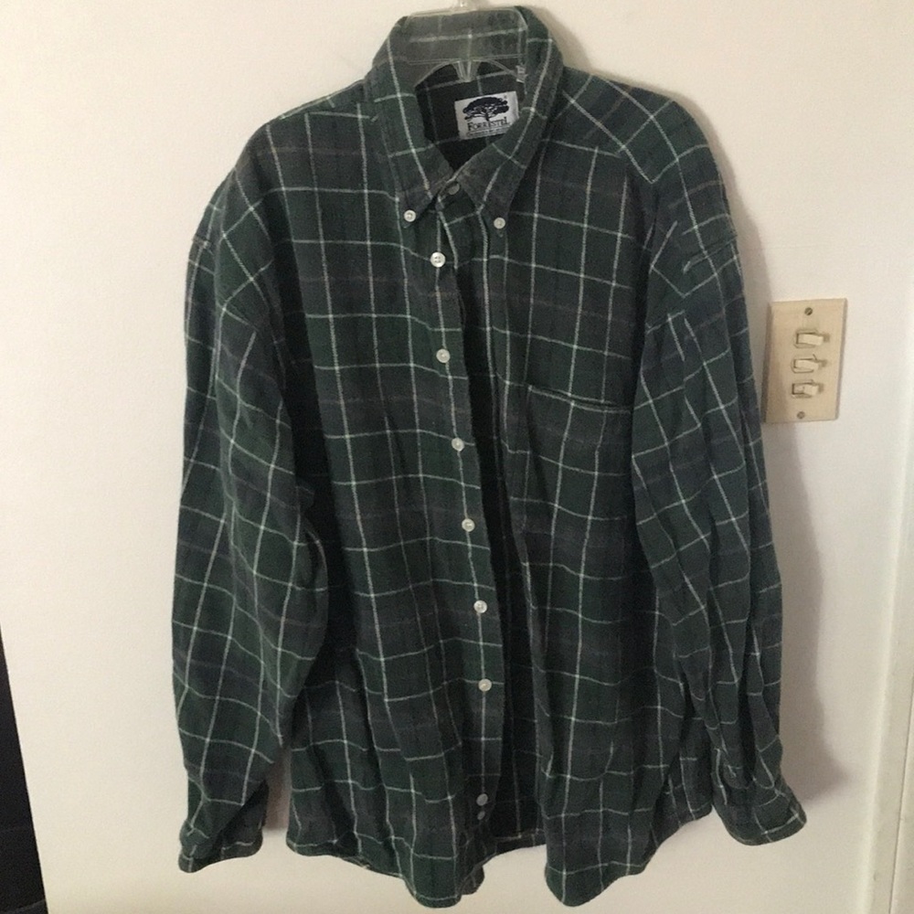 Green plaid button down